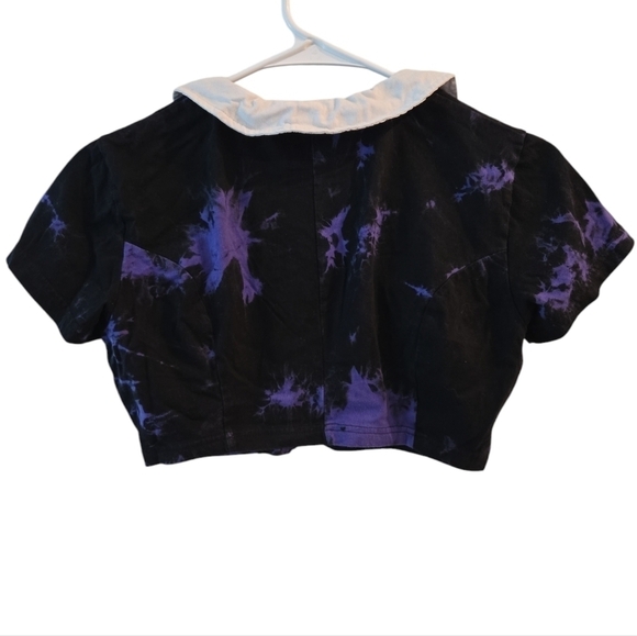 KILLSTAR GOTHIC FAST DYE CROP TOP. BLACK AND PURPLE. SIZE MEDIUM. - Picture 2 of 6